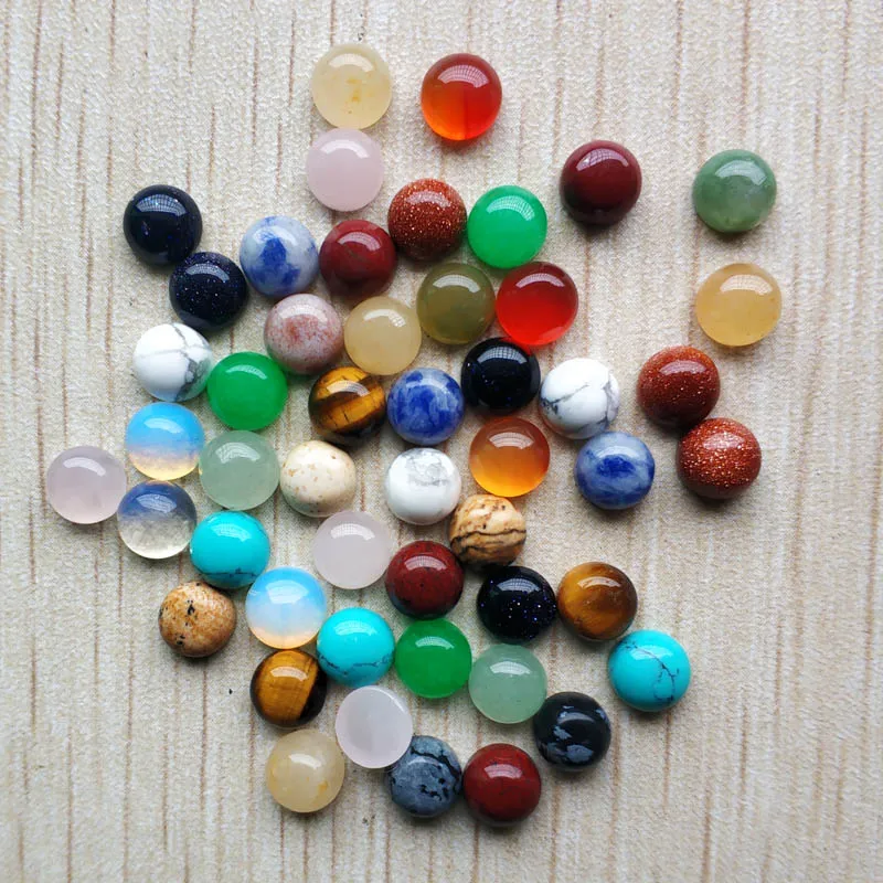 2020 Fashion high quality assorted natural stone round cab cabochon beads for jewelry Accessories 6mm wholesale 50pcs/lot free