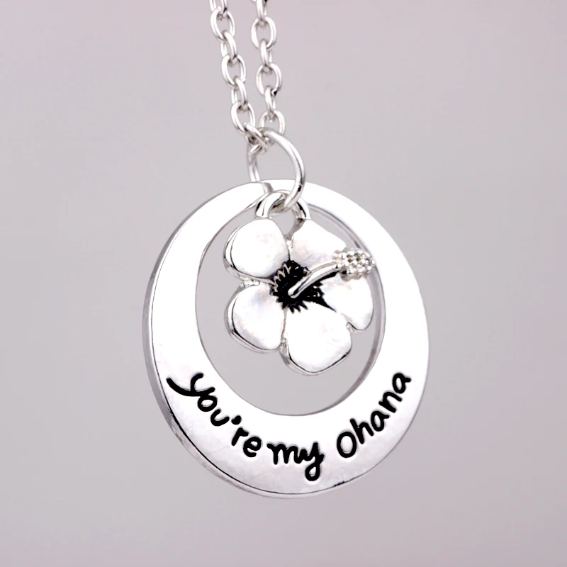 N215 you are my ohana Модные женские ювелирные изделия покрытые серебряными буквами