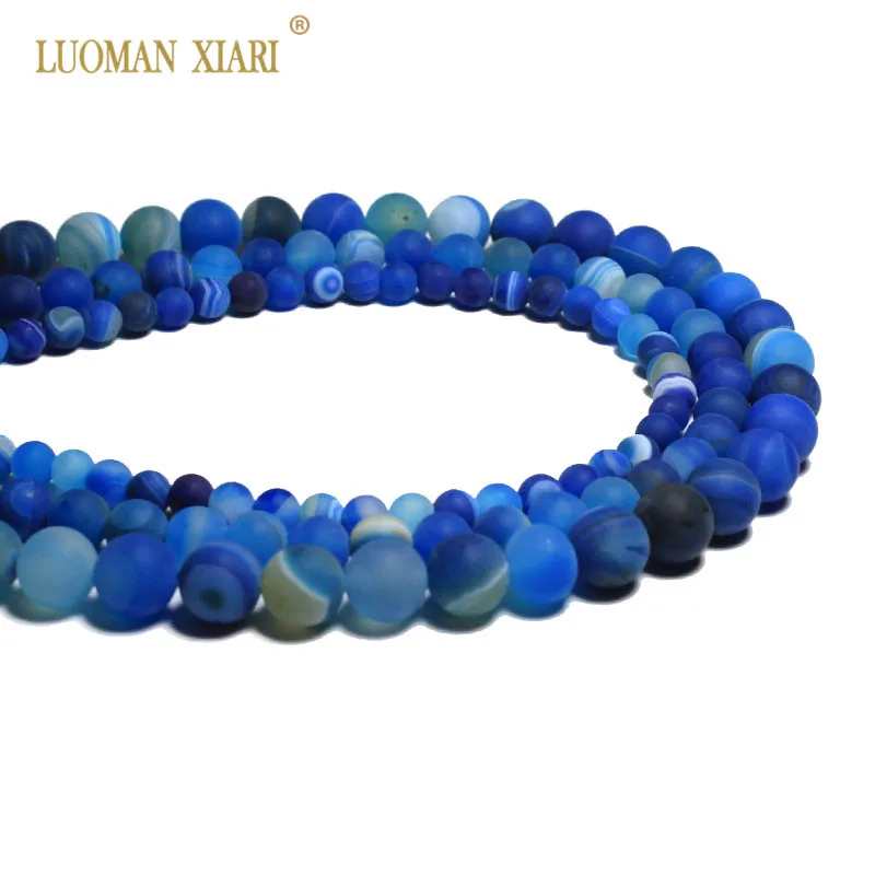 Wholesale Natural Dull Polish Stripe Agat Matte Round Stone Beads For Jewelry Making DIY Bracelet Material 6/8/10mm Strand 15'' |