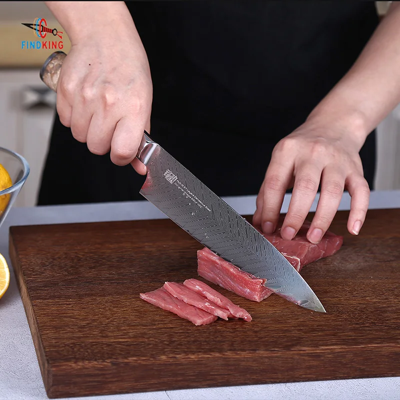 FINDKING новый нож из дамасской стали с деревянной ручкой и рисунком стрелы