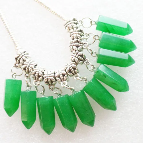 20 шт. зеленые нефритовые подвески подходят для европейского браслета ожерелья