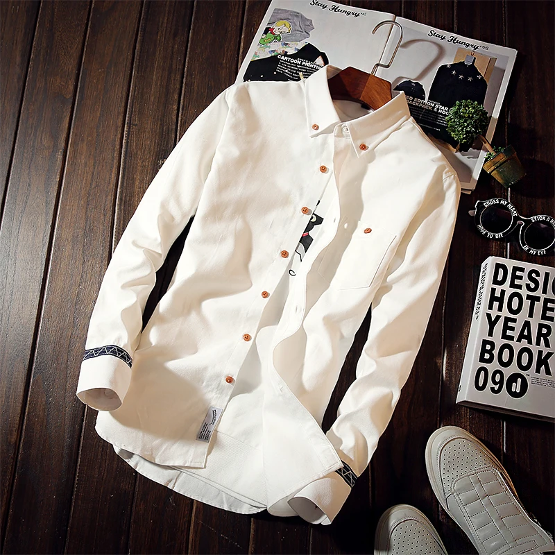 M-5xl 2018 Korean men Maxi Solid shirts pocket design Long sleeve male slim fit stylish casual camisa masculina MQ559 | Мужская одежда