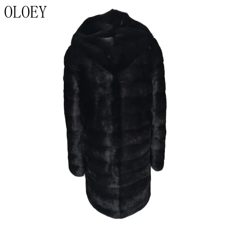 Женское длинное зимнее пальто OLOEY теплая русская шуба из натурального меха норки