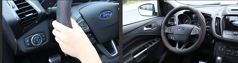 Lsrtw2017 натуральная кожа автомобиля рулевое колесо Крышка для Ford Kuga ESCAPE