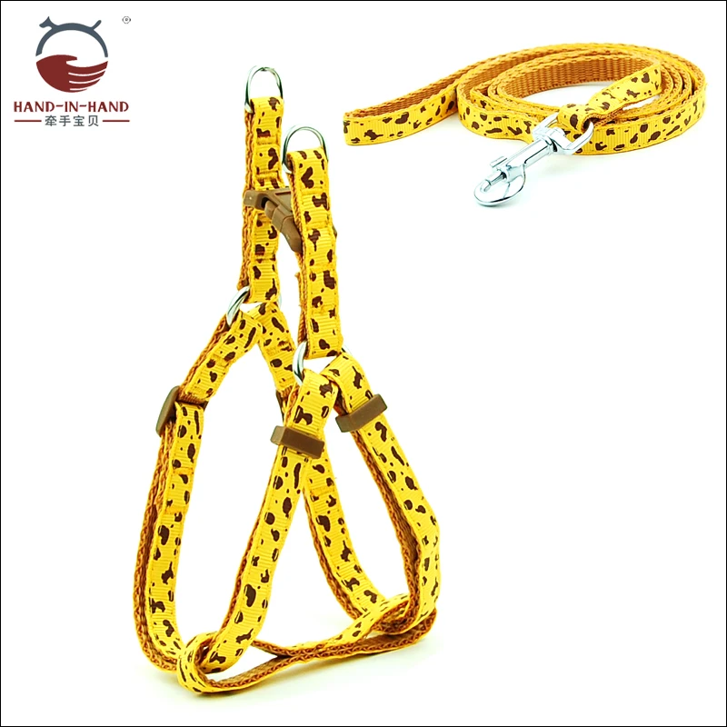 Dog Cat Harness and Leash Small Medium Dog Pet Product Cow Pattern Print Harness and Lead Set