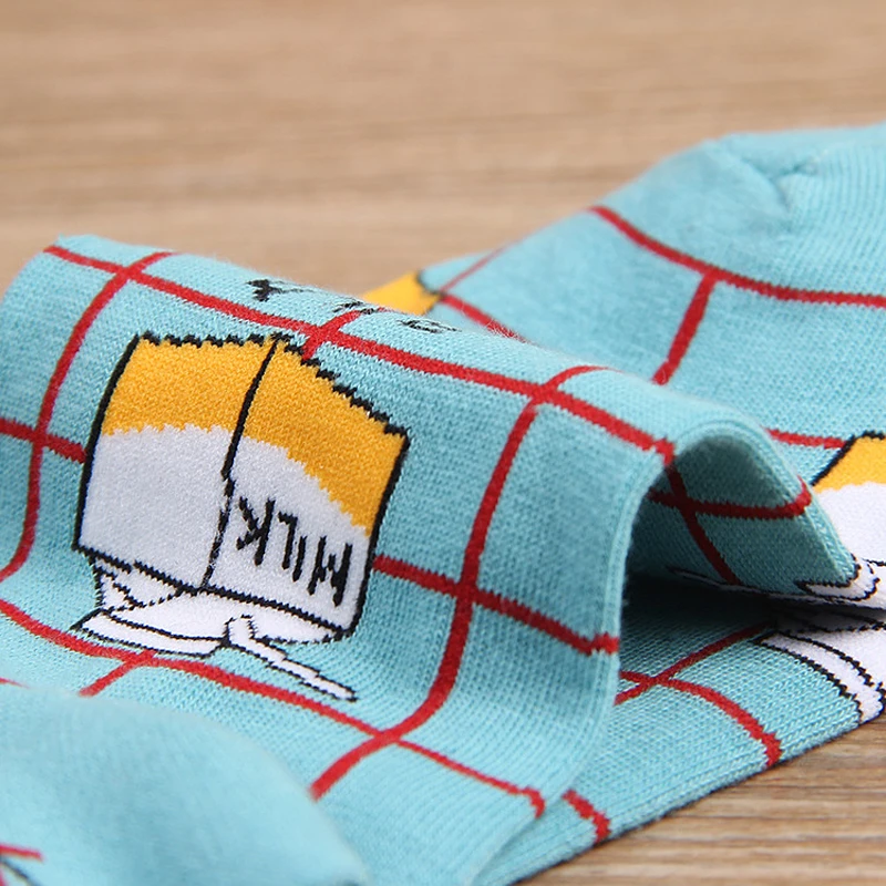 

Fashion Soft Cartoon Cotton Milk Box Plaid Harajuku Women Socks Cute Print Female Sock Casual Ladies Funny Meias Happy Socks Hot