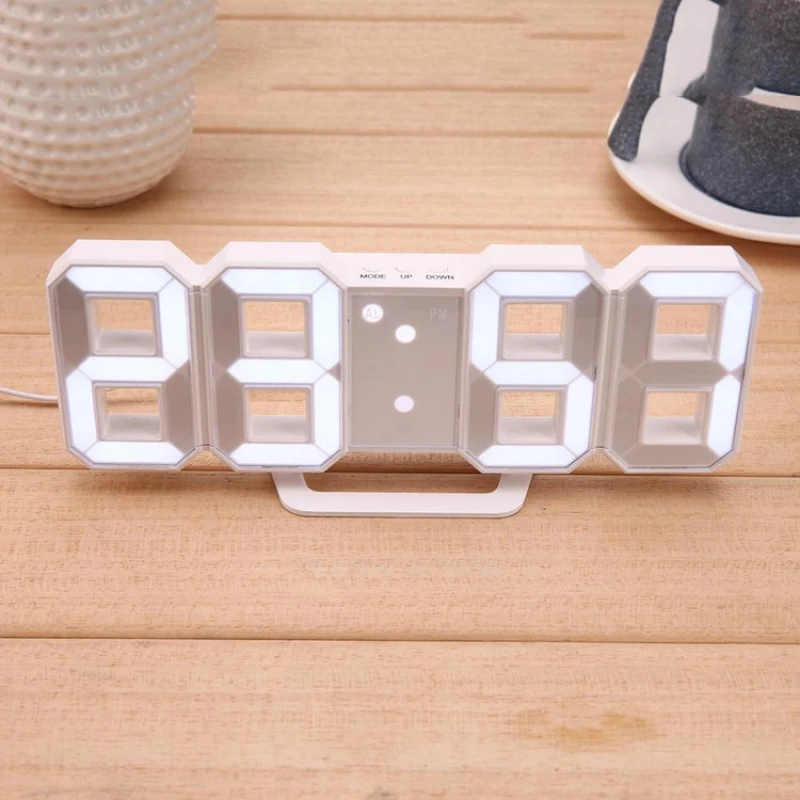 Digital LED Desk Clock 24/12 Hour Display White Shell | Дом и сад