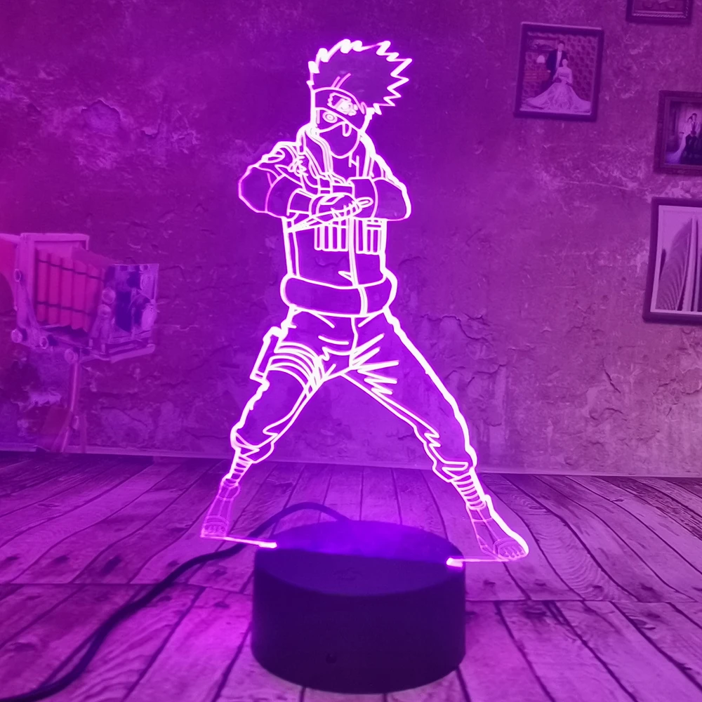 Dropship Created Boy Gifts Hokage Uchiha Sasuke 3D ночник 7 видов цветов Светодиодная детская лампа для