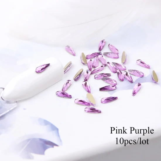 Pink Purple 10 шт. капли воды кристаллы для ногтей Стразы 3D Шарм Лайк для дизайна ногтей украшения набор дизайн ювелирные изделия аксессуары Маникюр TR905 - Цвет: Pink Purple