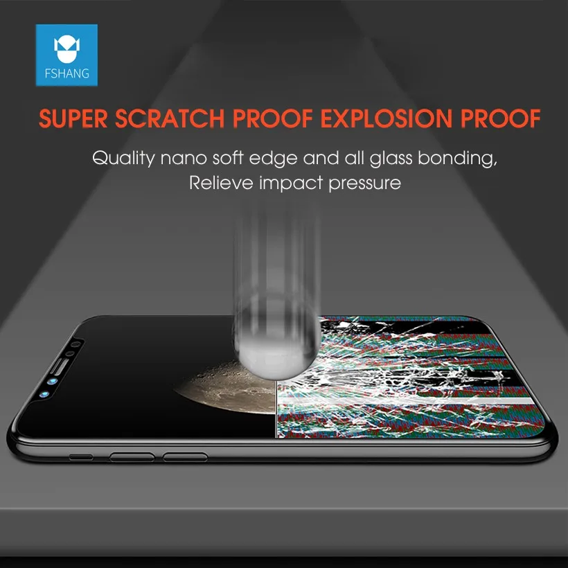 Fshang 3 шт 3D Экран протектор Закаленное Стекло для iphone х Мягкий edge Full Cover закаленное