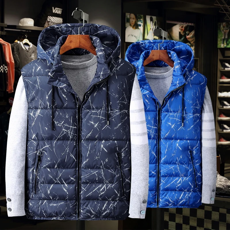 6XL 8XL 10XL модный жилет с капюшоном мужской утепленный хлопковой подкладкой мужская