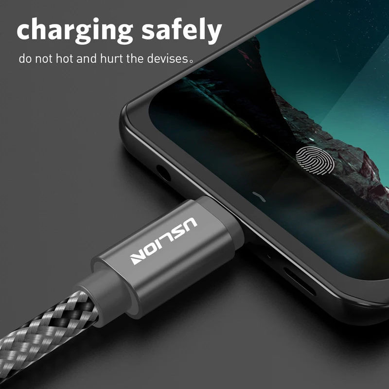 USLION Micro USB кабель 2.1A Зарядка для Xiaomi Redmi Note 5 Pro Android передачи данных мобильного