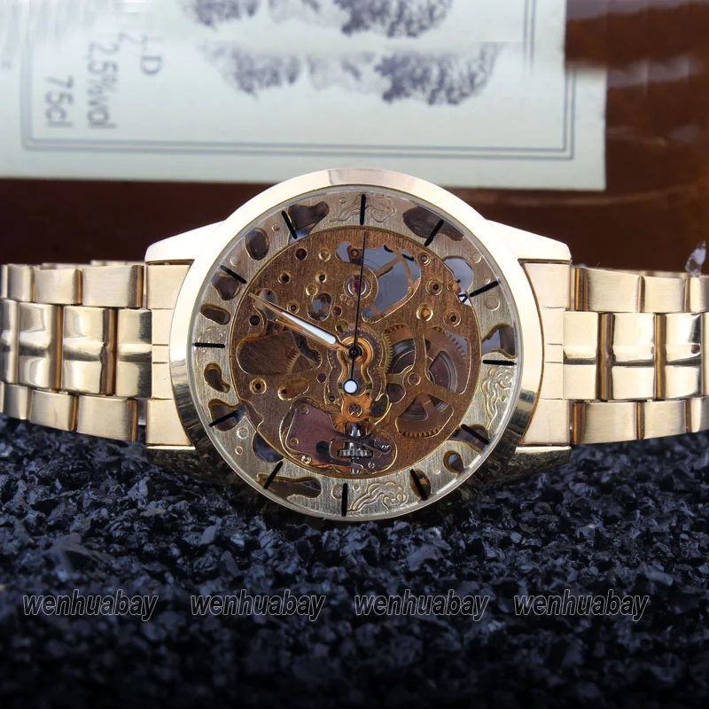 Часы наручные автоматические механические с автоподзаводом и скелетом из