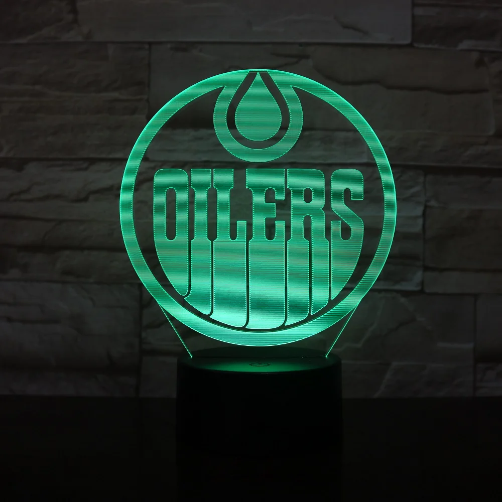 Oilers Hockey Team 3D LED ночник голограмма иллюзия Лампа для детей декор спальни друзья