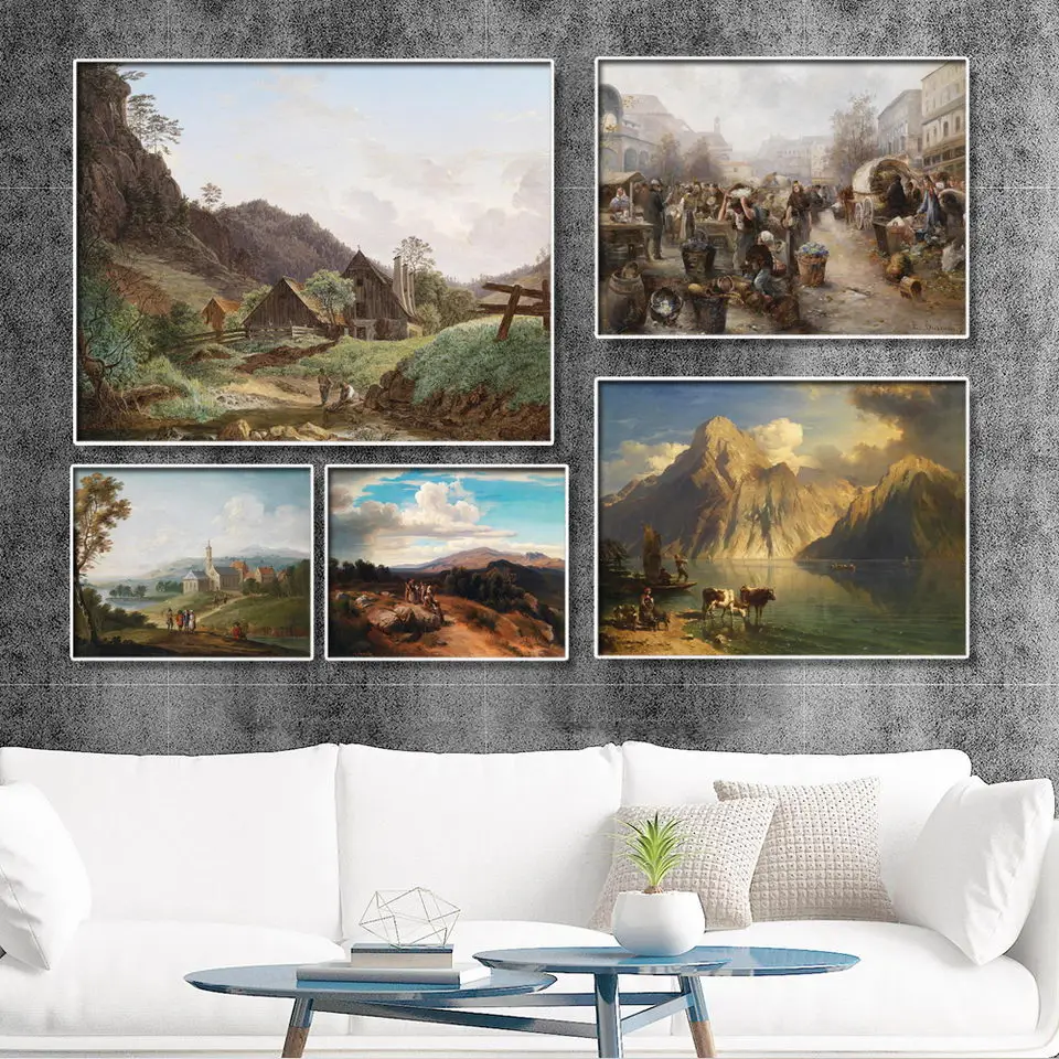 Vinsonloud Home Decoration Print Canvas Picture Wall Art Painting Oil Unframed Drawings Classical European humanistic rural life | Дом и сад