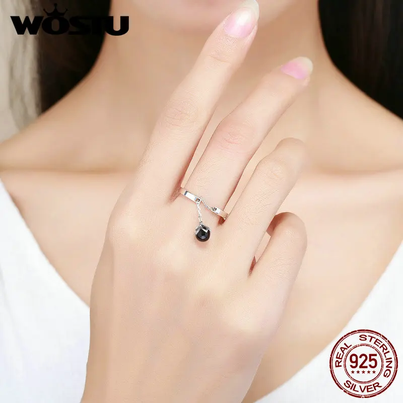 WOSTU, новинка, настоящее 925 пробы, серебряные, слезы цветов, регулируемые кольца для женщин, мода S925, серебряные ювелирные изделия, подарок CQR314