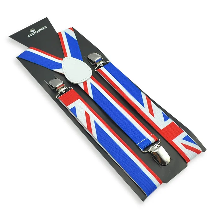 England Flag Новая мода 2,5 см/1 дюйм Английский флаг шаблон подтяжки унисекс клип-на подтяжках эластичный тонкий подтяжки Y-back подтяжки - Цвет: England Flag
