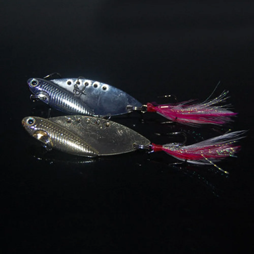 

5PCS Fishing Fish Spoon Lure Spoons Feather Hook Bass baits 10g 15g 22g
