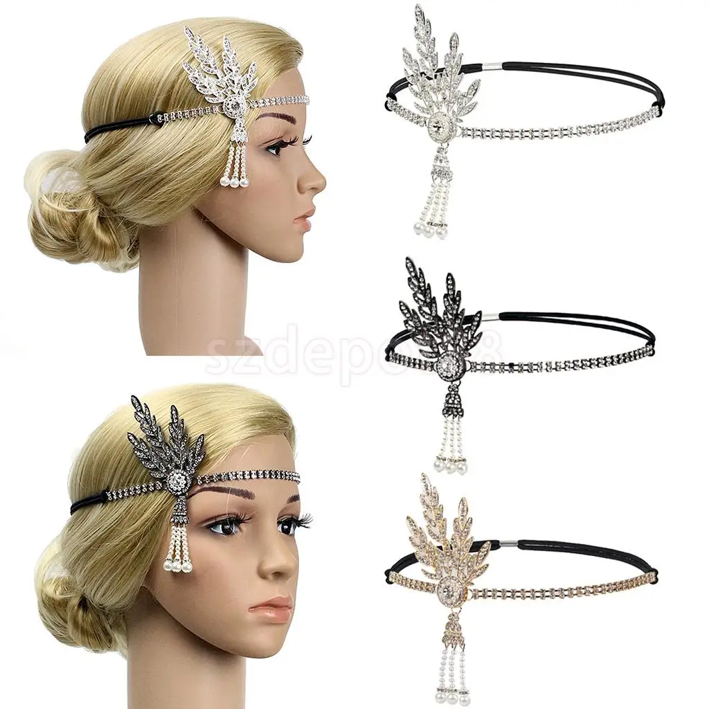 

Vintage Crystal Rhinestone Woman Ladies Headband Hairband 1920s Great Gatsby Fascinator Headpieces Hair Accessories