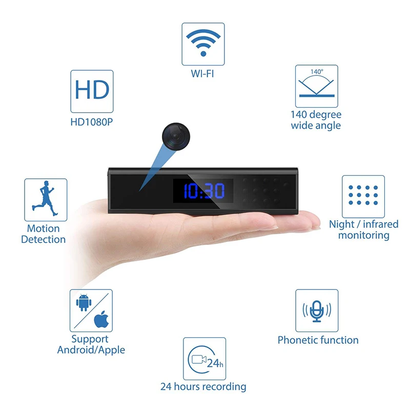 Wifi IP часы мини камера Full HD 1080P настольные секретная Камара Espia микро ночное