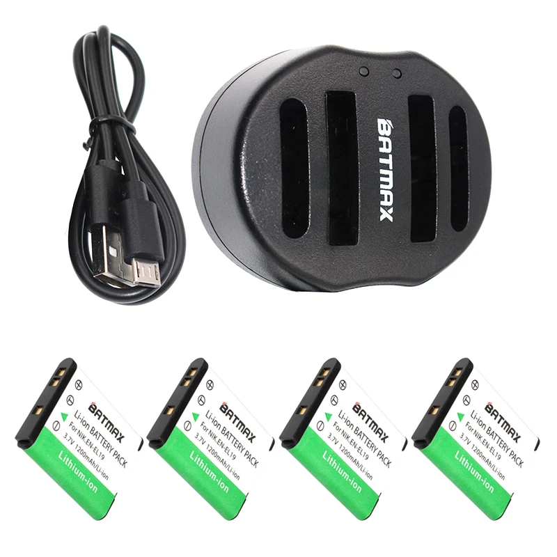 

4 шт. EN-EL19 EN EL19 ENEL19 Batteriess & USB Dual Cahrger для Nikon S2500 S100 S2600 S3100 S3200 S3300 S4100 S4200 S4300 S6600