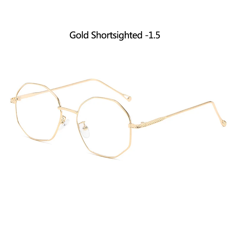 gold myopia 1.5 Zilead, полигональные металлические очки для близорукости, женские и мужские, прозрачные близорукие очки, близорукие очки с-0.5to-4,0 - Цвет оправы: gold myopia 1.5