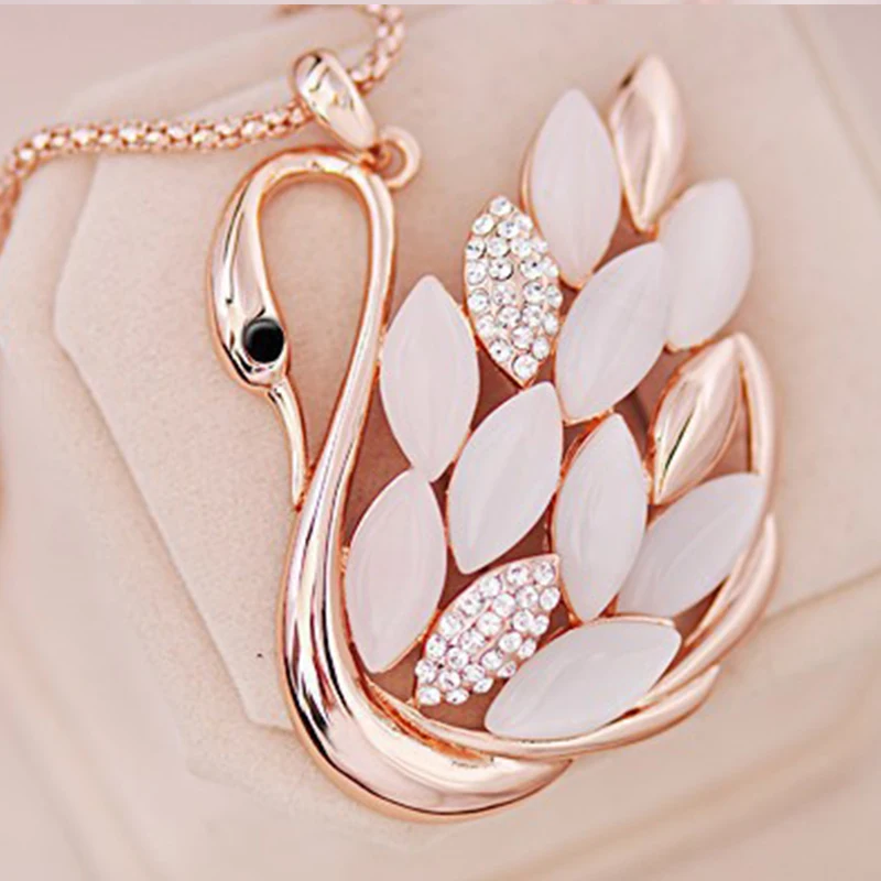 3 шт./лот полноценно Лебедь кристалл длинное ожерелье Модные Опал флэш горный