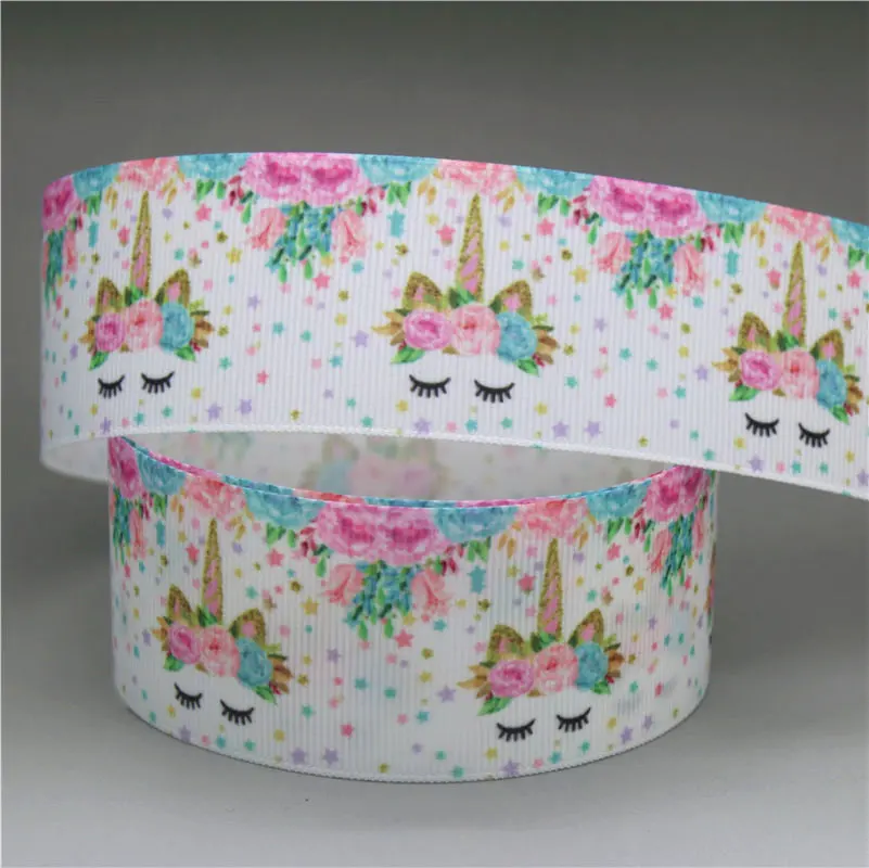 DHK 1,5 ''50 ярдов Племенной единорог лошадь печатных grosgrain ленты аксессуар hairbow головные уборы украшения DIY материал 38mm S1050