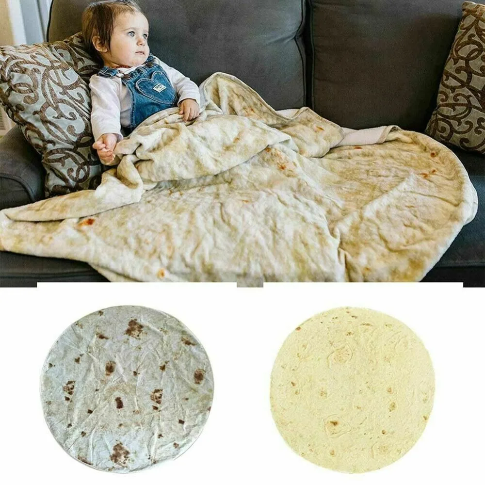 Оригинальное мягкое уютное одеяло Burrito с текстурой тортильи в кепке теплое