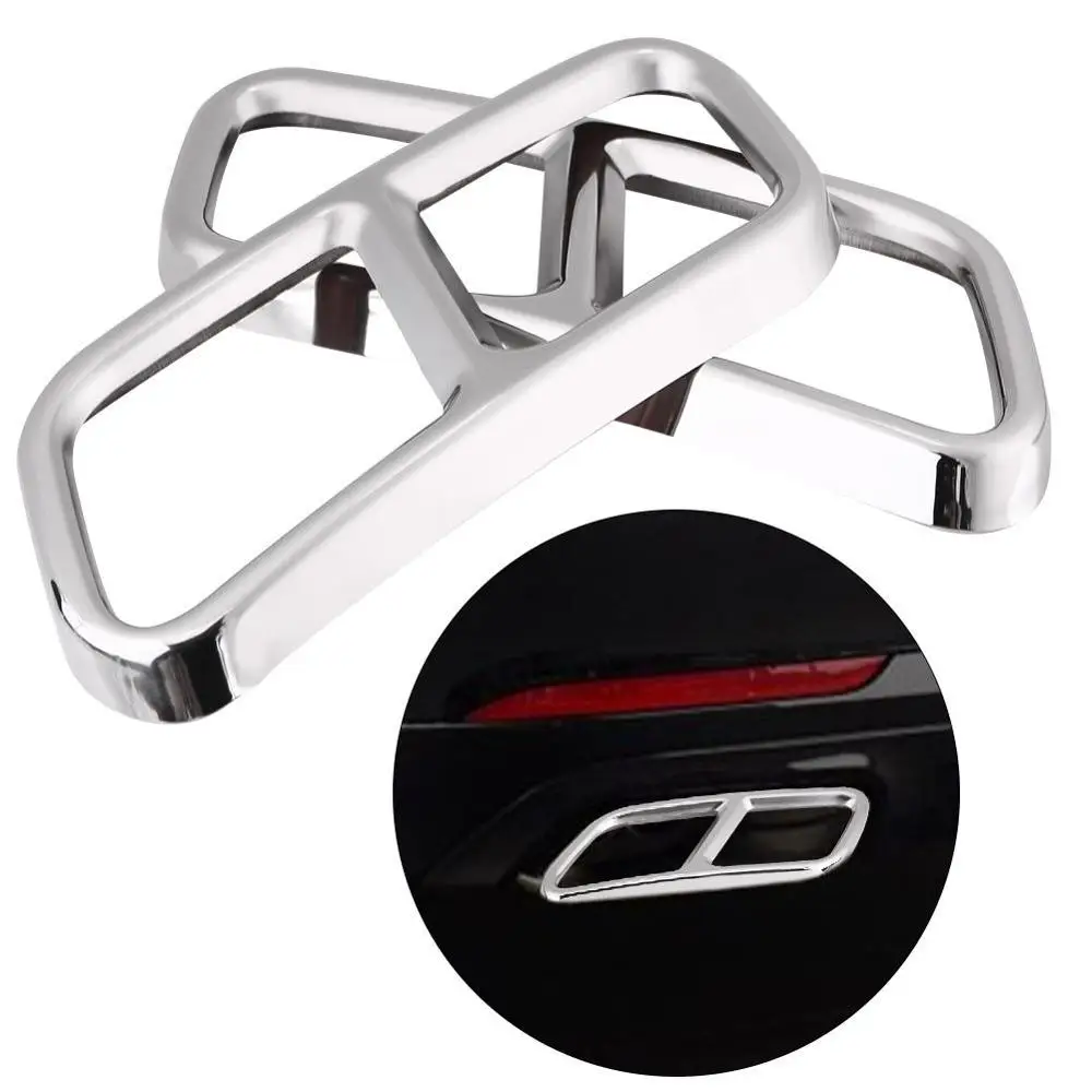 

1 Pair Rear Dual Exhaust End Pipe Tip Sticker Cover Trim for Mercedes Benz GL X166 13-15 S R Class W222 W251 10-17 Silver New