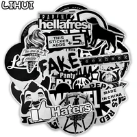 50 pcs metallic color black and white sticker toys for children brand punk jdm stickers to diy laptop suitcase skateboard car