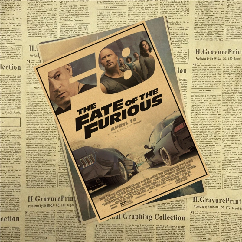The Fate of the Furious 8 2017 последний фильм Декор для дома Крафт Фильм плакат рисунок