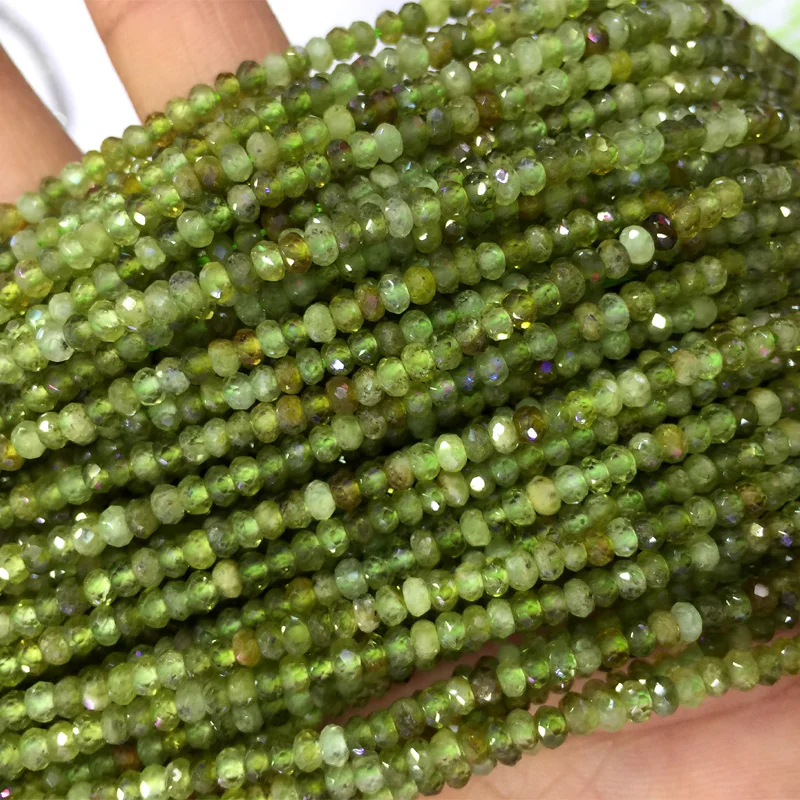 Натуральный натуральный зеленый гранат Tsavorite Demantoid Rondelle граненый свободный