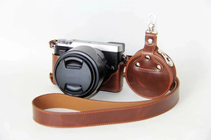 Половина корпуса камеры кожаный чехол Нижняя крышка набор для Panasonic Lumix GX85 GX80 GX 85 GX 80 с сумкой для хранения - Цвет: Coffe