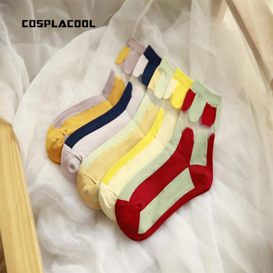 [COSPLACOOL] весенне летние модные нейлоновые носки женские полосатые стеклянные