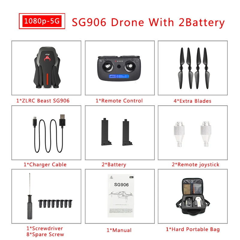 black 2 battery bag ZLRC Beast SG906 5G Wifi gps FPV Дрон с камерой 4K Режим высокой фиксации с сумочкой Радиоуправляемый квадрокоптер Дрон RTF - Цвет: black 2 battery bag
