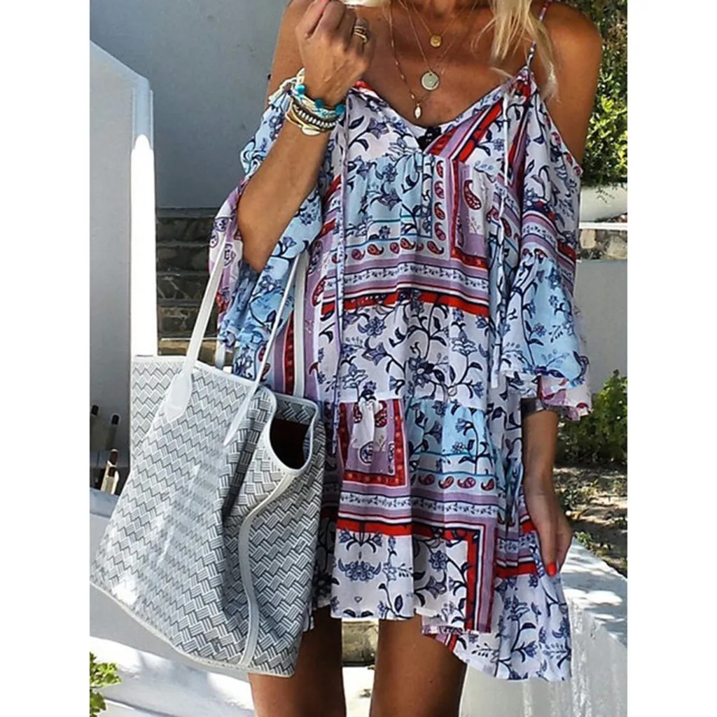 Бесплатная страусиное женское платье с v-образным вырезом без рукавов синее