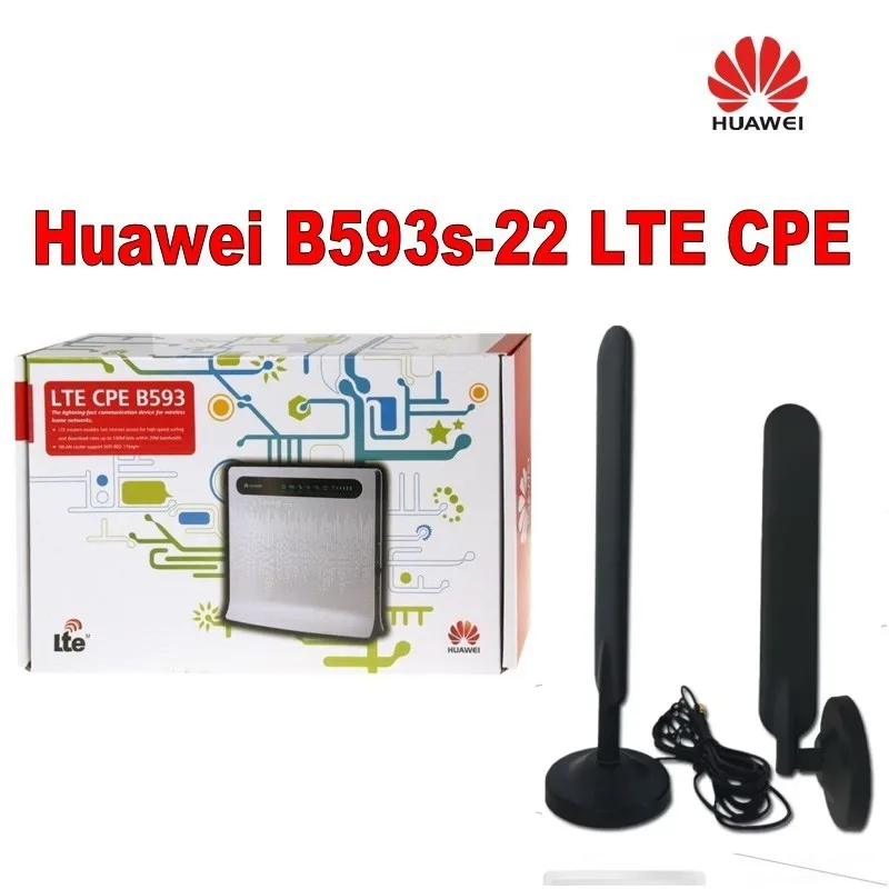 

Huawei B593 4G LTE CPE беспроводной и WLAN роутер 100 Мбит/с + пара антенн B593