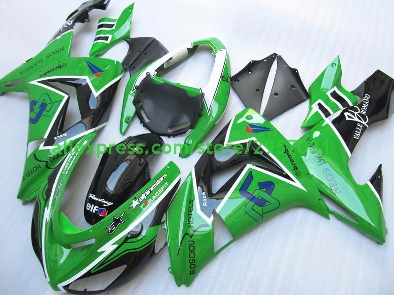 Бесплатные Винты + подарки для Kawasaki Ninja Зеленый Черный A34324 ZX10R 2006 2007 06 07 ZX 10R ABS