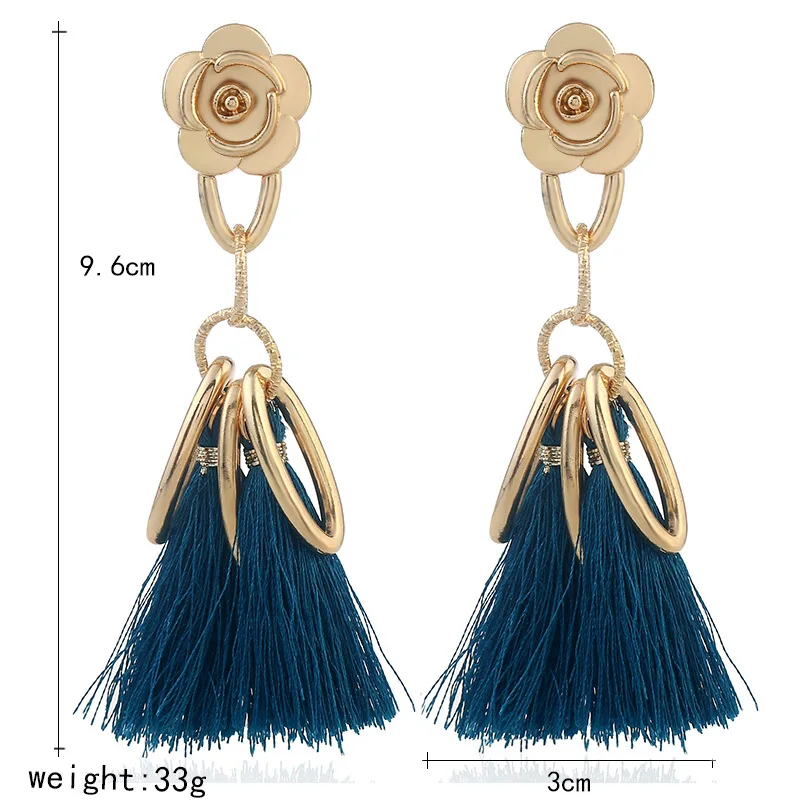 2018 модный бренд золото Цвет цветок Серьги Богемия Стиль Круг кисточкой Висячие