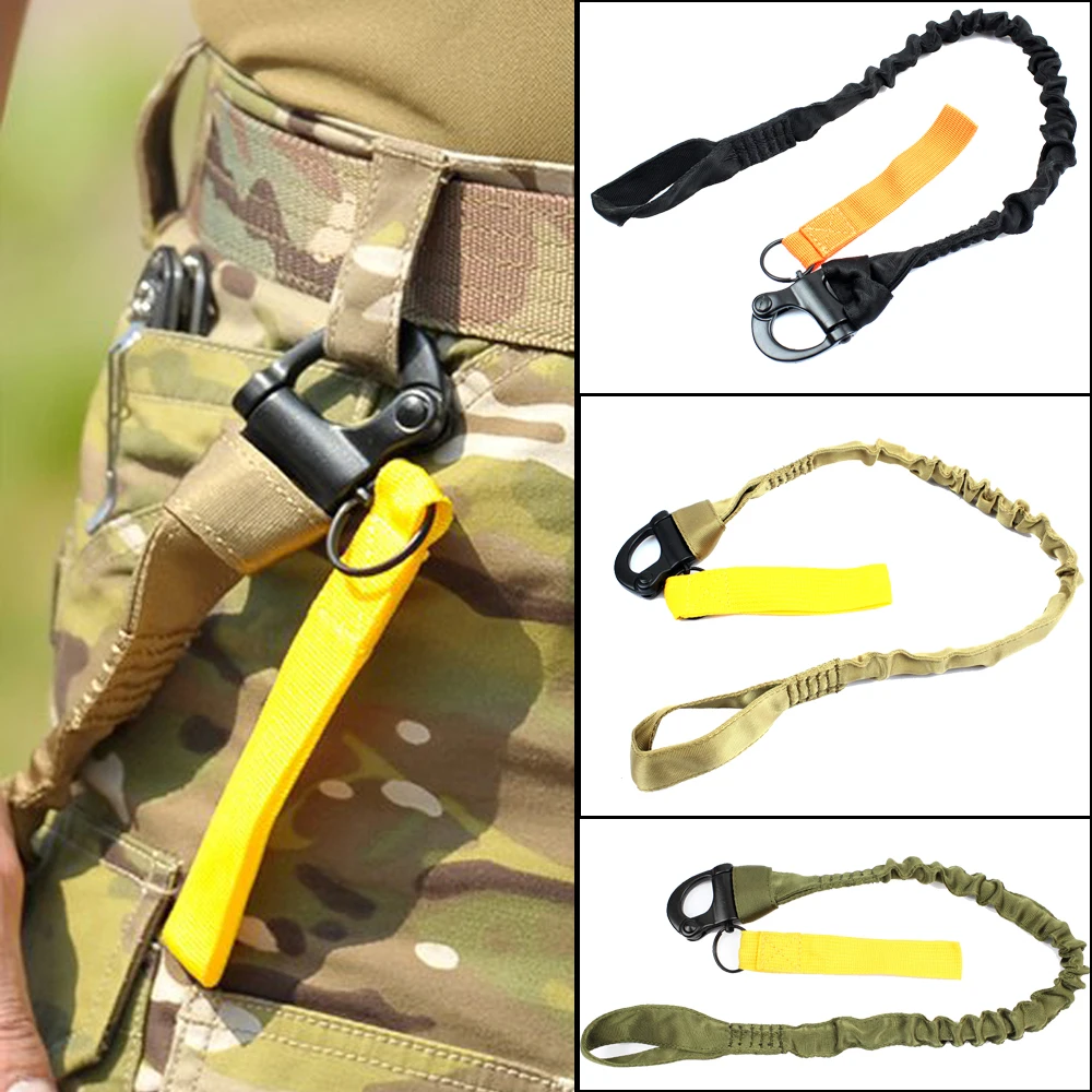 

Tactical Internal Bungee Elastic Sling Military Personal Retention Lanyard with Snap Hook Shackle