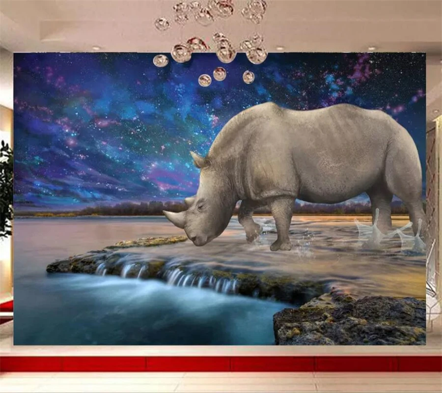 

beibehang Custom wallpaper 3d mural papier peint Dream rhinoceros Walls papel de parede 3d para sala living room wallpaper mural
