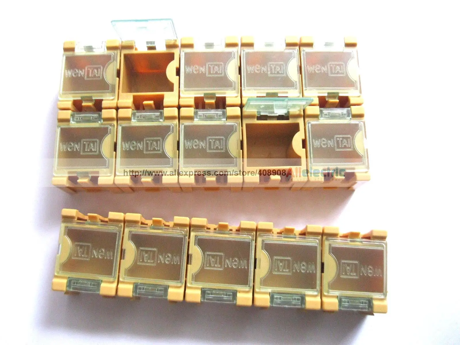 100 x Yellow SMD Electronic Component Mini Storage Box