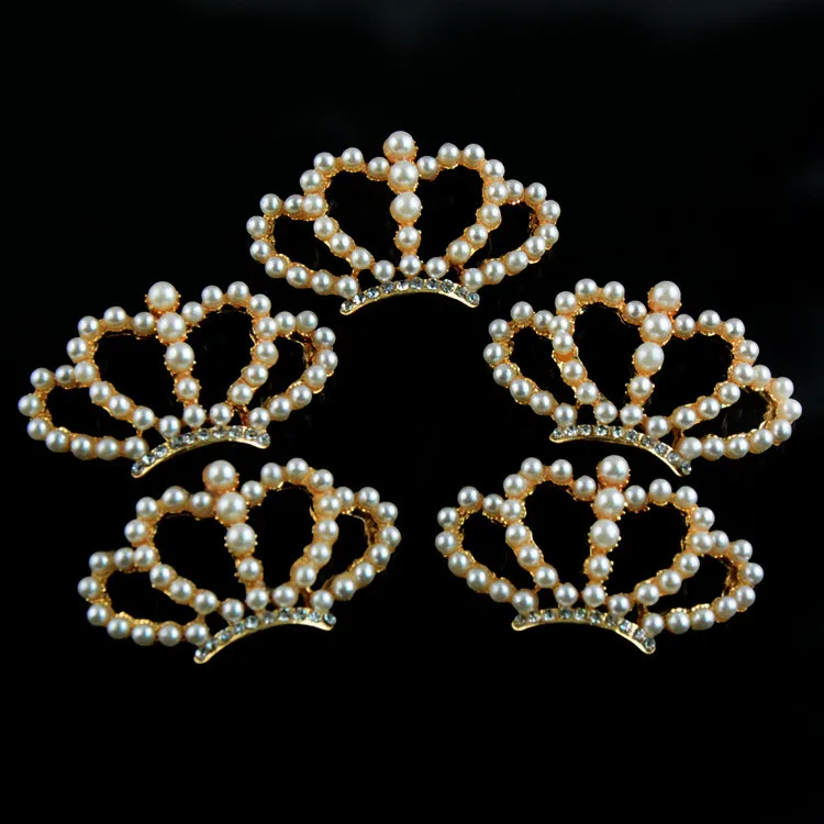 Новинка 42 мм сплав принцесса корона ручная работа жемчуг цветок невесты 20 шт./лот