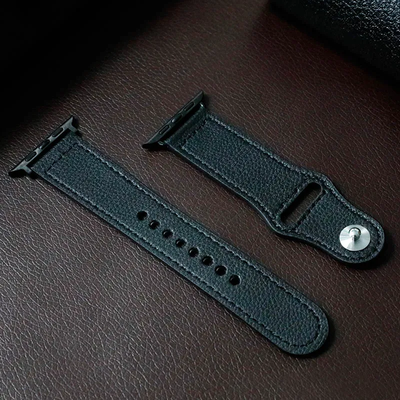 black Ремешок EIMO для apple watch, ремешок из натуральной кожи, петля 42 мм, 38 мм, iwatch, ремешок 44 мм, 40 мм, браслет, ремешок для часов apple watch 4, 3, 2, 1 - Цвет ремешка: black