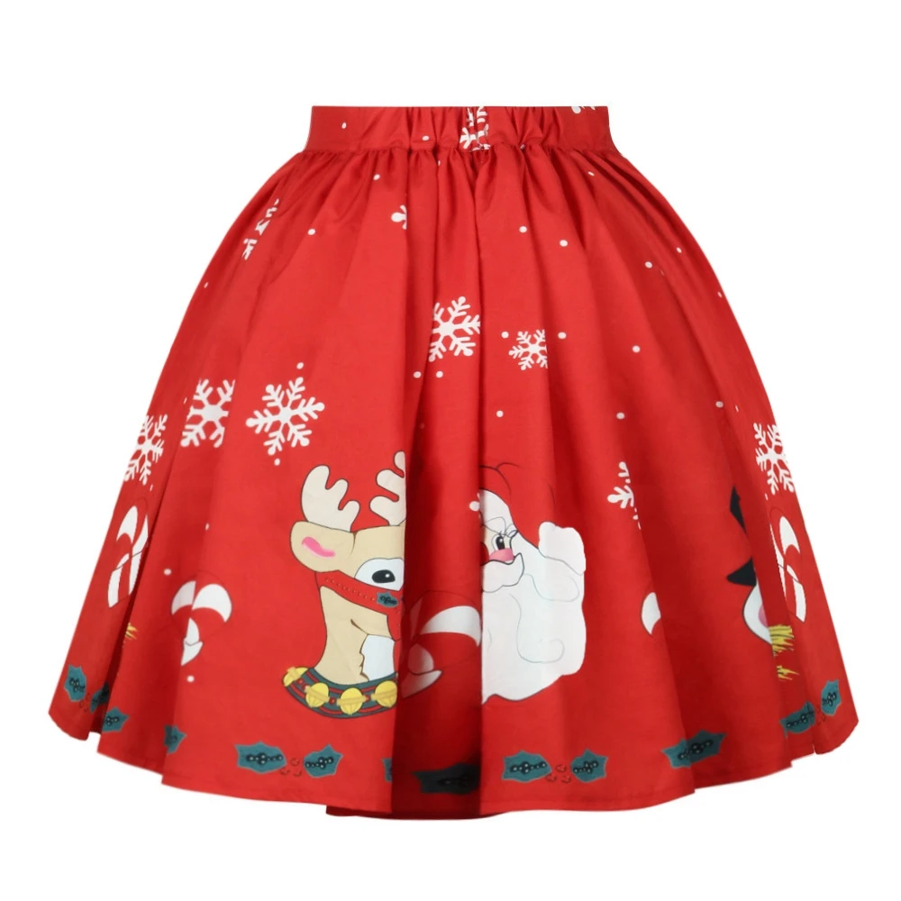 JLZXSY 2017 Christmas Party Ball Gown Skirts Elastic Waist Swing 3D Series Printed Women Fashion Casual Midi | Женская одежда