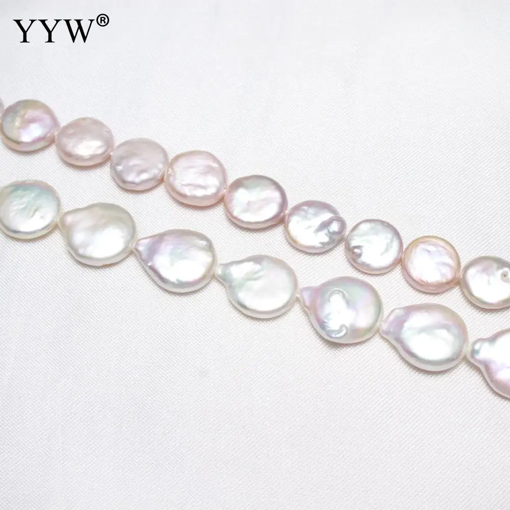 

YYW High Quality Cultured Coin Freshwater Pearl Beads Flat Round natural 11-12mm Approx 0.8mm Sold Per Approx 15 Inch Strand