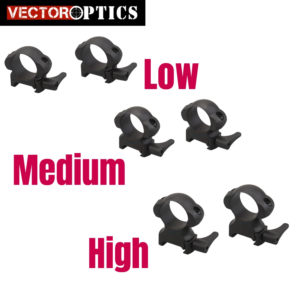 

Vector Optics Low Medium High Profile Quick Detach QD 25.4mm 1 Inch Steel Scope Mount Rings with Lever