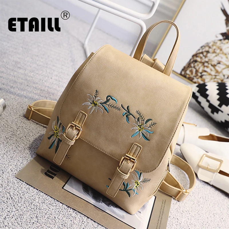ETAILL модный брендовый рюкзак с вышивкой женский из искусственной кожи Школьные