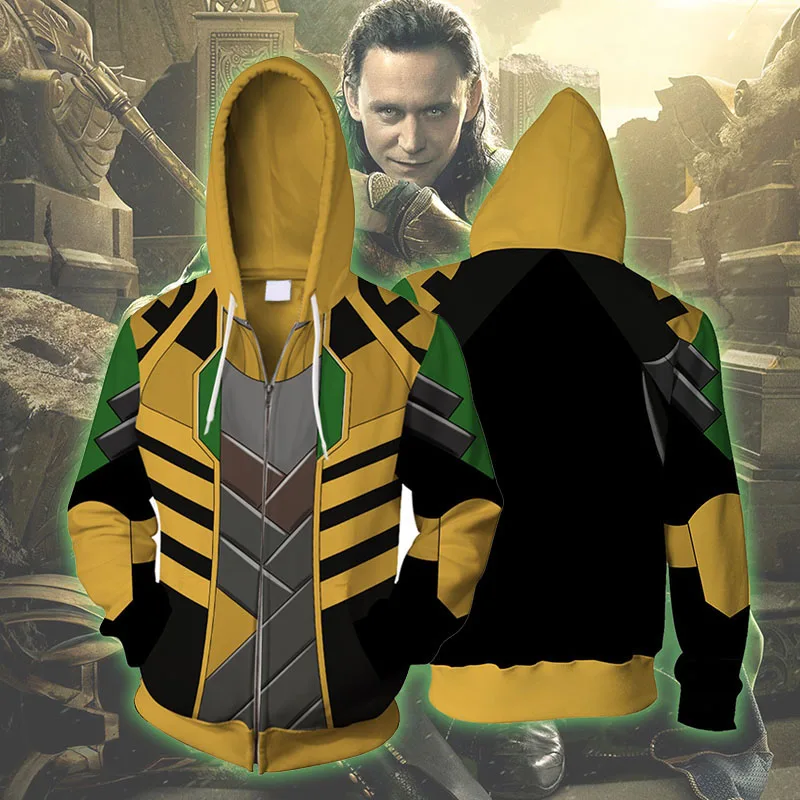 2019 Loki Мужская Толстая толстовка на молнии с капюшоном унисекс забавная 3D модная